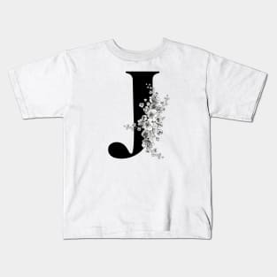 J alphabet Botanical cherry blossom sakura flowers Kids T-Shirt